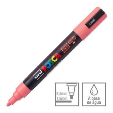 Imagem de KIT 2 Posca PC-5M Rosa Coral Ponta Redonda 1.8 a 2.5mm - UNI