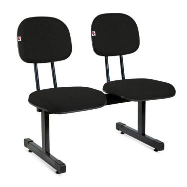 Imagem de Longarina Secretária 2 Lugares Tecido Preto - Shop Cadeiras