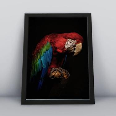 Imagem de Quadro Decorativo Moldura Preta 30x40cm Arara Vermelhas - Gueds Store