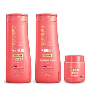 Imagem de Kit Shampoo + Condicionador + Máscara Bio Extratus +Brilho 250ml