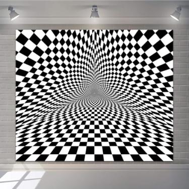 Imagem de Pano de fundo abstrato preto e branco vórtice 3 x 2 m espiral 3D cenário fotográfico perspectiva futurista tubo vertigem túnel infinito fundo de fotografia para crianças bebês adultos retrato