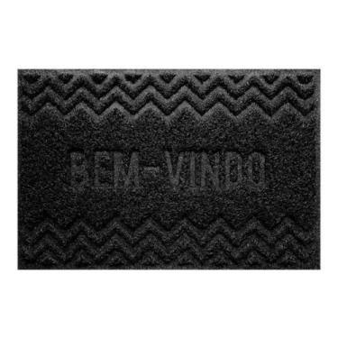 Imagem de Tapete Capacho 40x60 Emborrachado Para Porta Antiderrapante Cor Preto 