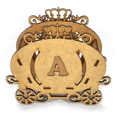 Imagem de Kit 100 Cachepot Carruagem com Inicial Nome 16x6x14 Laser Mdf Madeira 