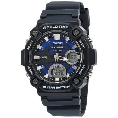 Imagem de Casio Relógio masculino analógico digital mostrador azul pulseira de resina AEQ-120W-2AVDF, azul, pulseira, Azul, alça