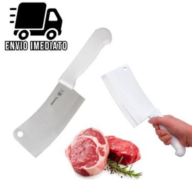 Imagem de Cutelo Profissional Machadinha de Aço Inox para Corte de Carne Faca Co