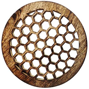 Imagem de Purpledip Trivet de madeira 'Pente de mel”: Tapete de almofada quente para descanso de parede ou tapete de parede (12049)