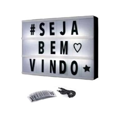 Imagem de Luminária Letreiro Light Box Led de Cinema,Caixa de Luz com Letras Removíveis, Moldura Decorativa para Mensagens 30x22 com 96 Letras Números Ícones PREMIUM
