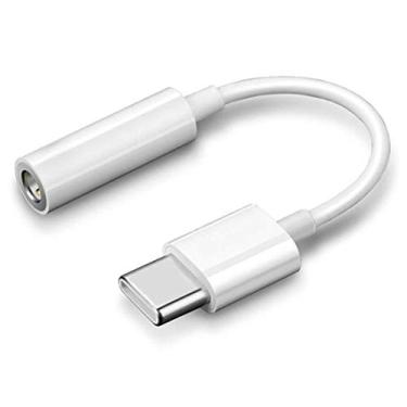 Imagem de Wahbite USB C para fone de ouvido de 3,5 mm compatível com Pixel 3/2/3XL/2XL, iPad Pro 2018, MacBook Pro, Samsung Sony HTC Moto e mais dispositivos USB-C, conversor de fone de ouvido tipo C para Aux, Branco, 10CM