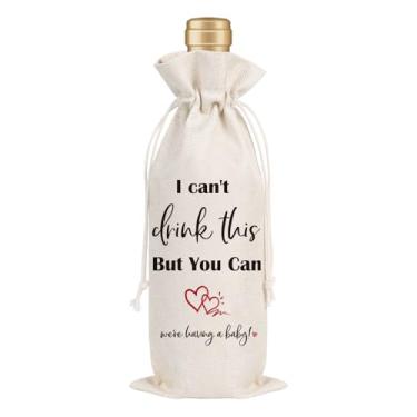 Imagem de Saco de presente de vinho para anúncio de gravidez - Wxiben I Cant Drink This But You Can Pregnancy Announcement Bolsa de garrafa de vinho Presentes de anúncio de gravidez para avós família marido tia