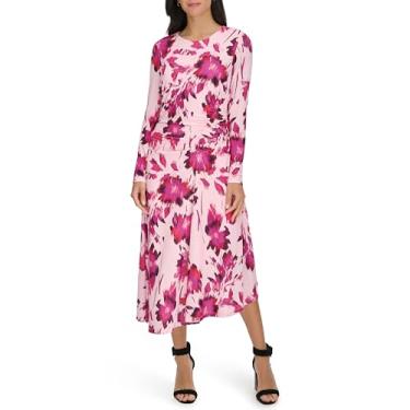 Imagem de Calvin Klein Vestido feminino de manga comprida estampado, Rosa claro/rosa, P