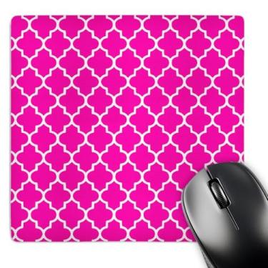 Imagem de 3dRose Mouse pad LLC 20 x 20 x 0,65 cm, padrão quadrifólio rosa choque - estilo marroquino feminino - Trevo geométrico contemporâneo moderno (mp_120252_1)