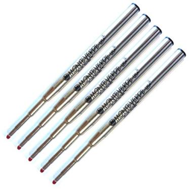 Imagem de Recargas esferográficas macias Monteverde compatíveis com canetas retráteis Montblanc, pacote com 5, embaladas a granel, M13 (Médio, Preto)