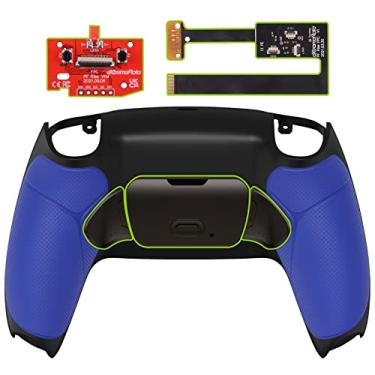 Imagem de eXtremeRate Botões de metal azul real (RMB) Versão Rise 2.0 Kit de Remap para controle de PS5 com capa traseira de borracha preta, acessórios programáveis atualizados para controle de PS5