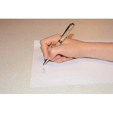 Imagem de Caneta esferográfica Comfort Twist Cross Style preta feita à mão por uma caneta veterana aposentada da Força Aérea dos Estados Unidos feita de madeira de bordo com detalhes cromados e torção de anel de Saturno