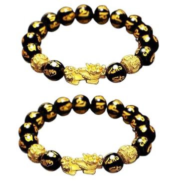 Imagem de Toar Xdhc Pulseira feminina Feng Shui com contas Pixiu Preto Obsidiana Riqueza Buda para homens, Large, Zinco, Sem Pedra Preciosa