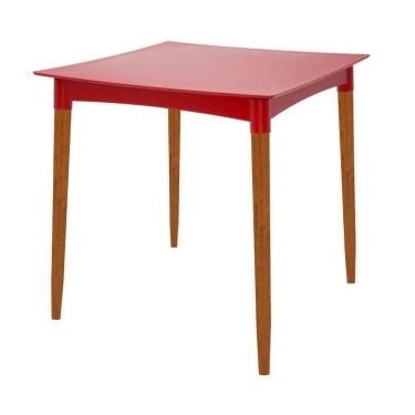 Imagem de Mesa Tramontina Diana Em Polipropileno Vermelho 70cm Pernas De Madeira