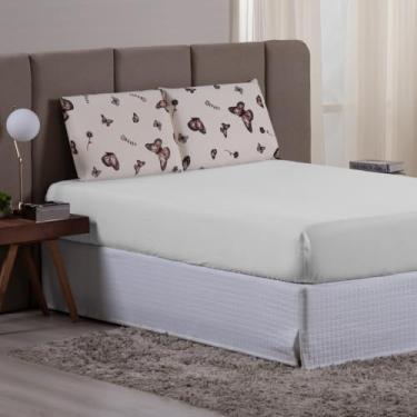 Imagem de Jogo de Lençol CASAL 3 Peças 100% Algodão 200 Fios Lençol Com Elastico Lençol e Fronha ESTAMPADO CAMA BOX E COMUM - BORBOLETA (CASAL 3 PEÇAS, BORBOLETA)