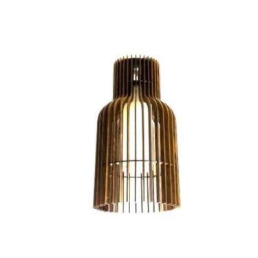 Imagem de Lustre Pendente Ripado 26cm 1xE27 em Madeira Imbuia - FOXLustres