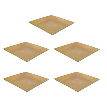 Imagem de 5un Petisqueira prato quadrado 24cm ecológico marrom claro - evo