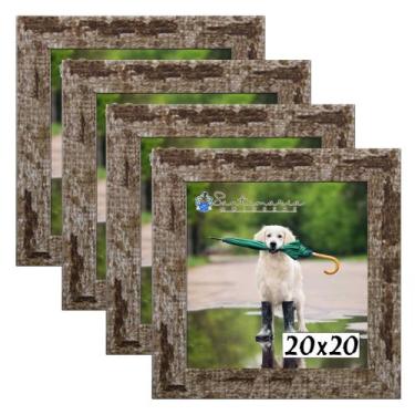 Imagem de Kit 4 Porta Retrado Molduras 15x15 Marrom - Santamaria Molduras