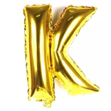 Imagem de Balão Metalizado Decorativo Letra K, 100 cm, Dourado, para Festas e Aniversários