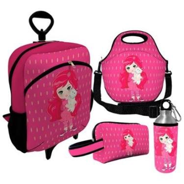 Imagem de Kit Escolar Infantil Mochila de Rodinha + Lancheira Térmica + Necessaire Plus + Squeeze de Alumíni-Unissex