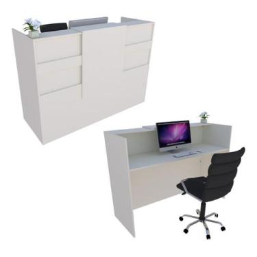 Imagem de Balcão Caixa 140cm Branco - Linha Premium - Modelo 1.1 - Marcenaria On