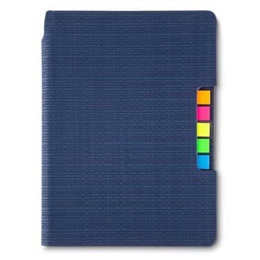 Imagem de Caderno de Anotações Azul com Sticky Notes Capa em Material Sintético Miolo 80 Folhas Pautadas na Cor Bege