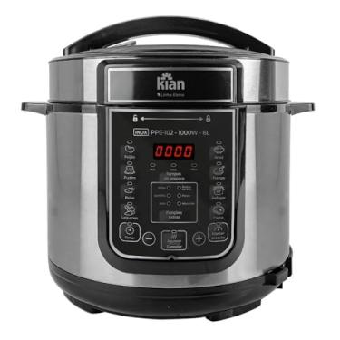 Imagem de Kian Panela de Pressão Elétrica PPE-102, 6L, Timer Ajustável, Controle de Temperatura, Cuba Antiaderente, Inox, 127V