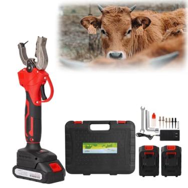 Imagem de Etiquetador elétrico de etiqueta auricular para gado, etiquetador de brincos de identificação animal, grampo portátil elétrico para etiqueta auricular com 2 baterias para gado, porcos,gado de fazenda