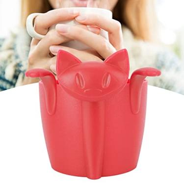 Imagem de Conjunto de Filtro Infusor de chá de Silicone para Gato Fofo para Home Office (Vermelho)