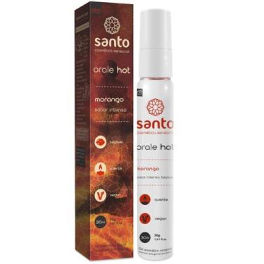 Imagem de Gel MORANGO Intimo Corporal Orale Beijável Esquenta Hot 30ml - Santo C