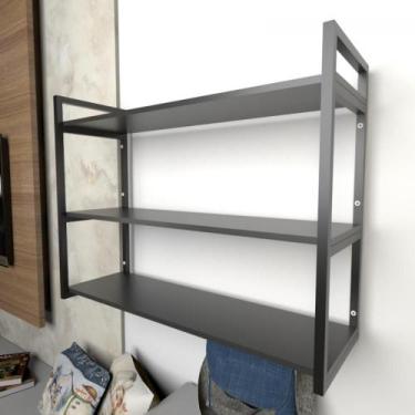 Imagem de Prateleira industrial com três níveis cor preto 68x30x90 - E-nichos