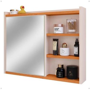 Imagem de Espelheira Armário Gabinete para Banheiro 1 Porta Orgânico - Quarteto 