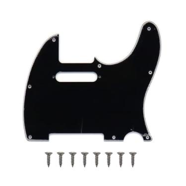 Imagem de 8 furos Tele Pickguard estilo moderno TL Pick Guard com furos de parafuso de montagem para tele/telecaster (preto)