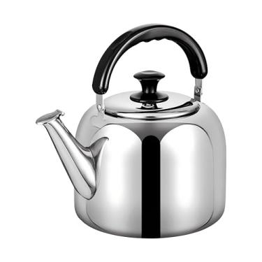 Imagem de Chaleira de assobio, aço inoxidável 316 de grau alimentício, água quente rápida para ferver, chaleira de fogão com cabo ergonômico, capacidade de 4,2 litros