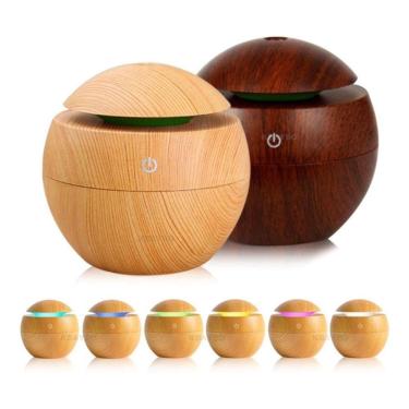 Imagem de Difusor De Aromas Elétrico Ultrassônico 7 Cores Aromaterapia (Madeira Escura) Bolinha Escura