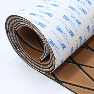 Imagem de HXBYX Revestimento de barco de espuma vinílica acetinada com revestimento adesivo 3M 6 mm de espessura diamante deck marítimo tapete autoadesivo para caiaque iate piscina RV 238.8 cm x 111.5 cm/71.9