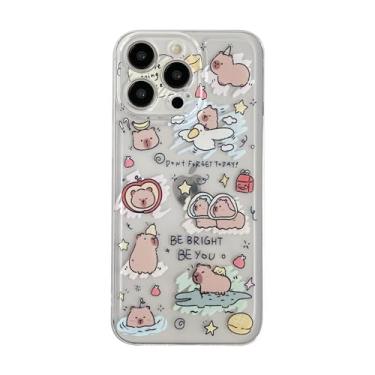 Imagem de FLIRACON Capa de celular macia transparente com estampa de crocodilo capivara com desenho fofo compatível com capa para iPhone (transparente, para iPhone 11)