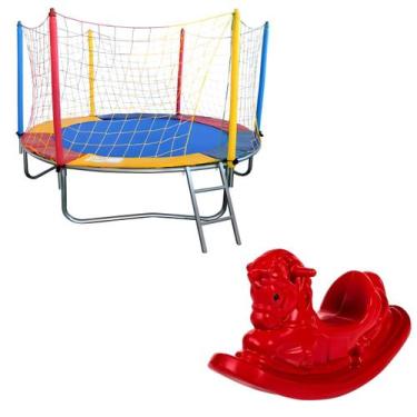 Imagem de Cama Elástica Pula Pula Trampolim 2,30m Gangorra 1 Lugar Colorida Cava
