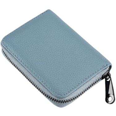 Imagem de Carteira feminina com porta-cartões de couro resistente ao desgaste com 20 compartimentos de plástico para cartões e bloqueio RFID, carteira fina e portátil com zíper para cartões de crédito, capa de