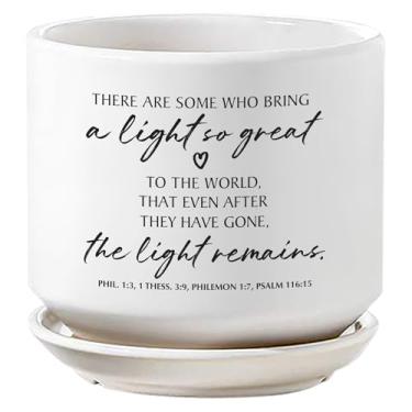 Imagem de Lighthouse Christian Products Memorial Herb Vaso de flores suculentas Restos de luz de cerâmica de 12 cm