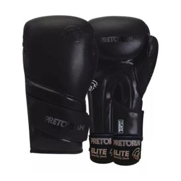 Imagem de Kit Luva De Boxe E Muay Thai Elite Pretorian, Preto, 12 Oz