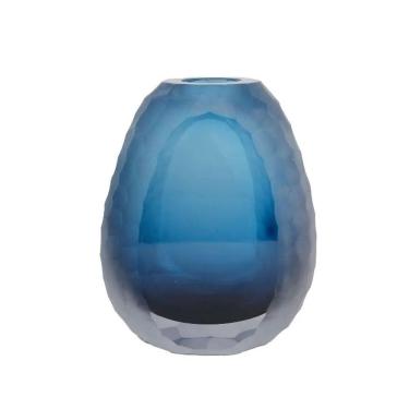 Imagem de Vaso Oval Vidro Murano Italiano 22X18Cm Médio Azul