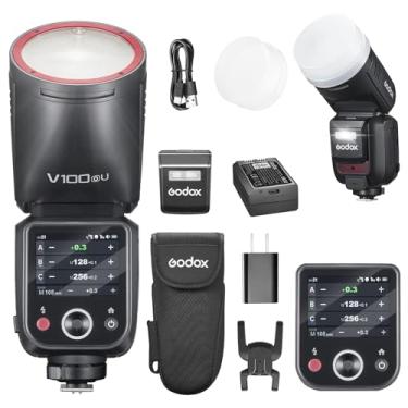 Imagem de GODOX V100O Flash V100-O 100w Cabeça Redonda Touchscreen Flash para Olympus, 2.4G Sem Fio com Flash Externo e Sincronização Global do Obturador 1/80000s, Bateria de Lítio Embutida (versão dos EUA)