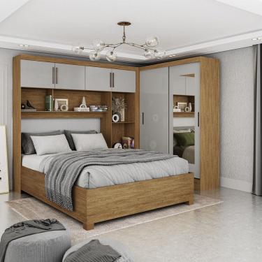 Imagem de Quarto Modulado Casal  com Espelho e Cama 6 Portas Belém Carioca Móveis