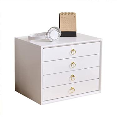 Imagem de Arquivo de mesa - caixa de armazenamento de mesa com gavetas, arquivador de mesa de madeira, caixa de armazenamento organizadora de secretária de várias camadas com gavetas, para