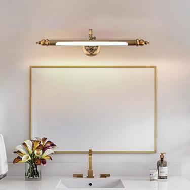 Imagem de Arandela de LED para banheiro sobre espelho luzes de parede bronze IP44 à prova d'água cabeça giratória 240° ajustável vintage espelho frontal lâmpada de parede retrô hotel 3000/4500/6500K (luz quente