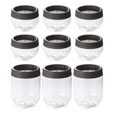 Imagem de " Kit 9 Potes Organizadores Gire e Trave Plasútil Empilháveis Com Rosca 6 potes 155ml + 3 potes 380ml Para Temperos Alimentos Objetos De Costura Botões. Perfeitos Para Organizar Todos Seus Objetos "