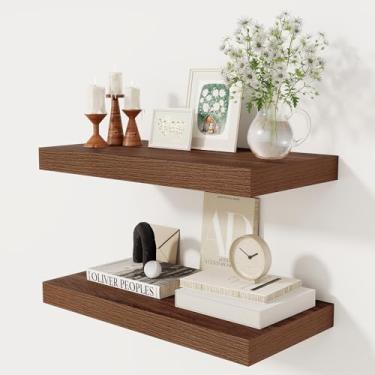 Imagem de Prateleiras flutuantes profundas de 30 cm, prateleira flutuante para livros, 60 x 30,5 cm, prateleiras profundas de madeira rústica para armazenamento e exibição doméstica, prateleiras espessas de 5